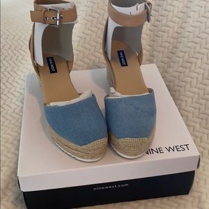 Denim & Tan Wedge heels